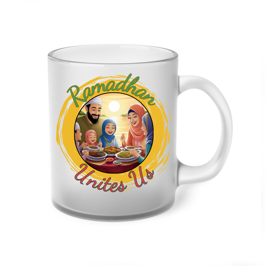 Ramadhan Unites Us - Frosted Glass Coffee Mug, 11oz / 0.33l
